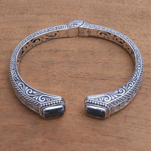 Alternate image for Helix Pattern Blue Topaz Cuff Bracelet from Bali Sukawati Helix