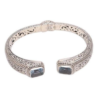 Alternate image for Helix Pattern Blue Topaz Cuff Bracelet from Bali Sukawati Helix