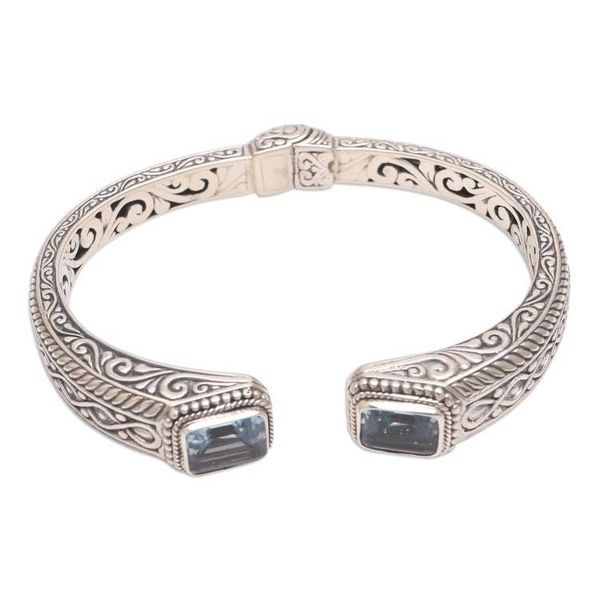 Alternate image for Helix Pattern Blue Topaz Cuff Bracelet from Bali Sukawati Helix
