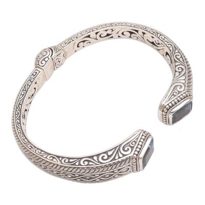 Alternate image for Helix Pattern Blue Topaz Cuff Bracelet from Bali Sukawati Helix