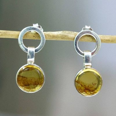 Alternate image for Modern Amber Dangle Earrings from Mexico Contemporary Flair