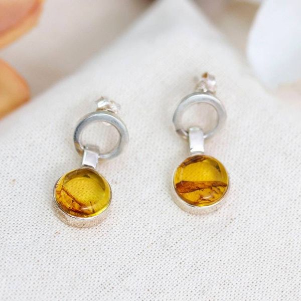Alternate image for Modern Amber Dangle Earrings from Mexico Contemporary Flair