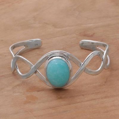 Primary image for Amazonite and Sterling Silver Cuff Bracelet from Bali DNA