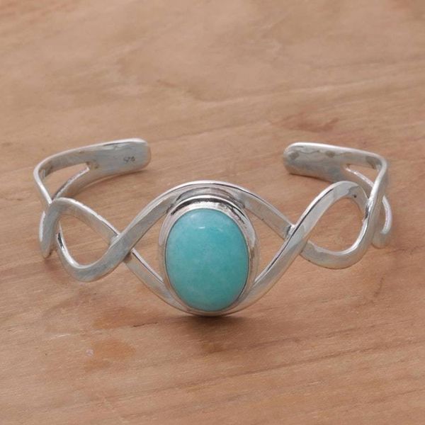 Alternate image for Amazonite and Sterling Silver Cuff Bracelet from Bali DNA