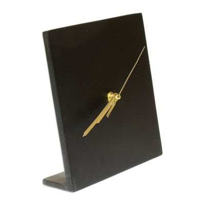 Primary image for Black Marble Tabletop Analog Clock from Mexico Midnight Hours