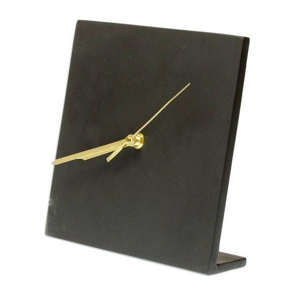 Alternate image for Black Marble Tabletop Analog Clock from Mexico Midnight Hours