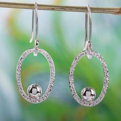 Primary image for 950 Silver Taxco Mexico Dangle Earrings Bright Spark