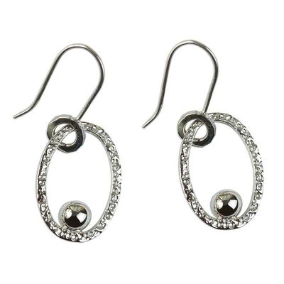 Alternate image for 950 Silver Taxco Mexico Dangle Earrings Bright Spark
