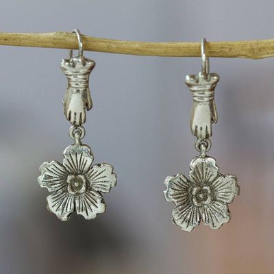 Alternate image for Floral Sterling Silver Dangle Earrings in a Polished Finish Spring Treat