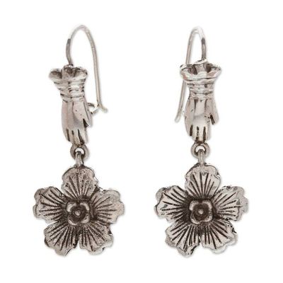 Alternate image for Floral Sterling Silver Dangle Earrings in a Polished Finish Spring Treat