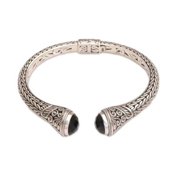 Alternate image for Onyx and Sterling Silver Cuff Bracelet from Indonesia Onyx Shrine