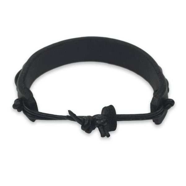 Alternate image for Mens Black Leather Bracelet with Braided Cord Accent Simple Twist in Black