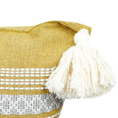 Alternate image for Mexican Handloomed Honey and Alabaster Cotton Cushion Cover Honey Tradition