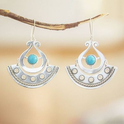 Alternate image for Genuine Turquoise and Sterling Silver Earrings Eye in the Sky