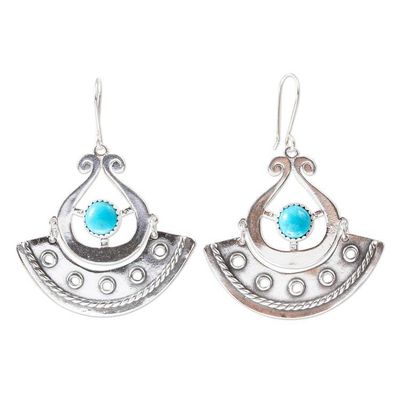 Alternate image for Genuine Turquoise and Sterling Silver Earrings Eye in the Sky