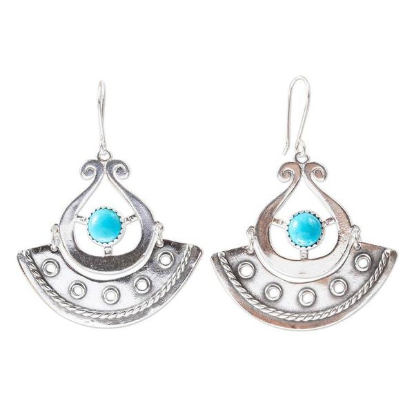 Alternate image for Genuine Turquoise and Sterling Silver Earrings Eye in the Sky