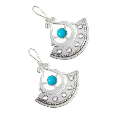 Alternate image for Genuine Turquoise and Sterling Silver Earrings Eye in the Sky