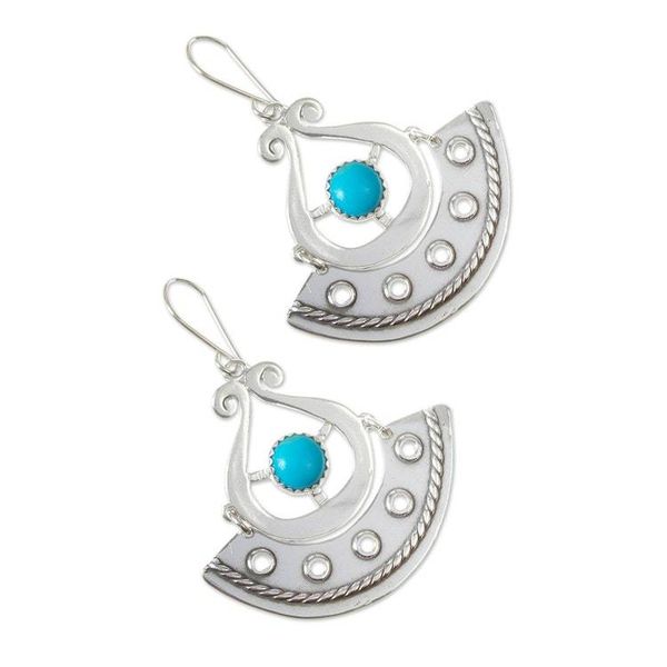 Alternate image for Genuine Turquoise and Sterling Silver Earrings Eye in the Sky