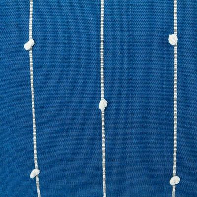 Alternate image for Handloomed Vertical Striped Cyan Cotton Cushion Cover Cyan Spirit