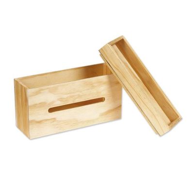 Alternate image for Minimalist Light Brown Pinewood Tissue Box Made in Mexico Daylight Minimalism