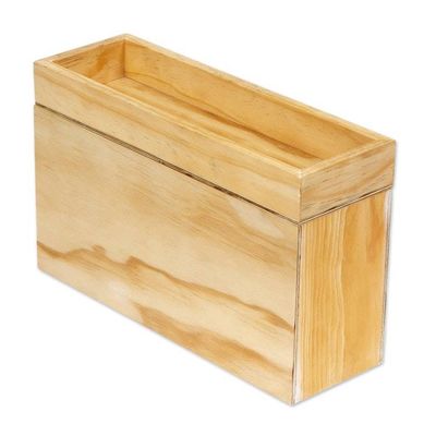 Alternate image for Minimalist Light Brown Pinewood Tissue Box Made in Mexico Daylight Minimalism