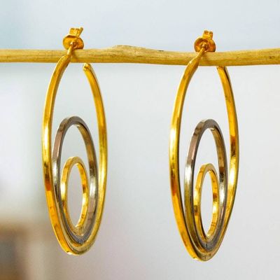 Primary image for Polished Modern 24k Gold-Plated Half-Hoop Earrings New Sun