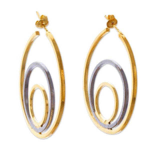 Alternate image for Polished Modern 24k Gold-Plated Half-Hoop Earrings New Sun