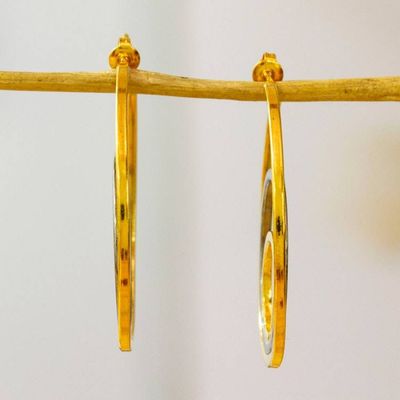 Alternate image for Polished Modern 24k Gold-Plated Half-Hoop Earrings New Sun