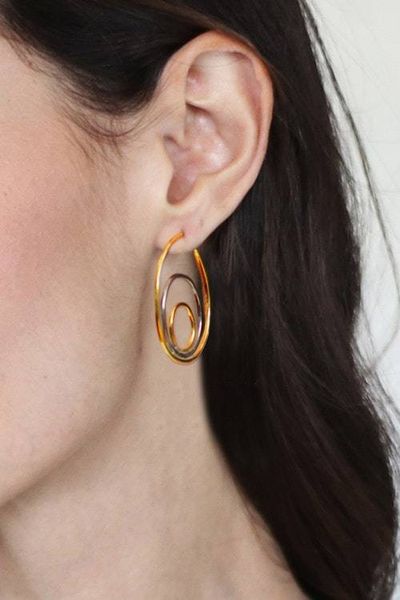 Alternate image for Polished Modern 24k Gold-Plated Half-Hoop Earrings New Sun
