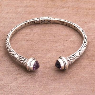 Primary image for Amethyst and 925 Silver Swirling Cuff Bracelet from Bal Amethyst Memory