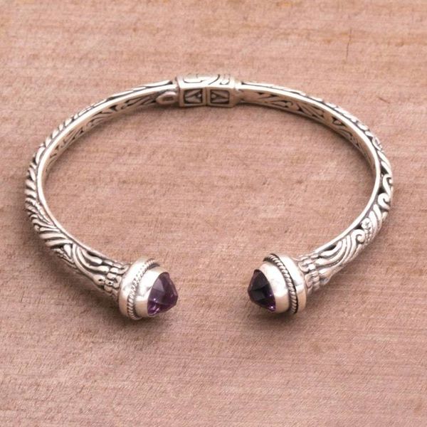 Alternate image for Amethyst and 925 Silver Swirling Cuff Bracelet from Bal Amethyst Memory