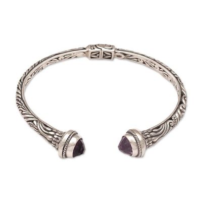 Alternate image for Amethyst and 925 Silver Swirling Cuff Bracelet from Bal Amethyst Memory
