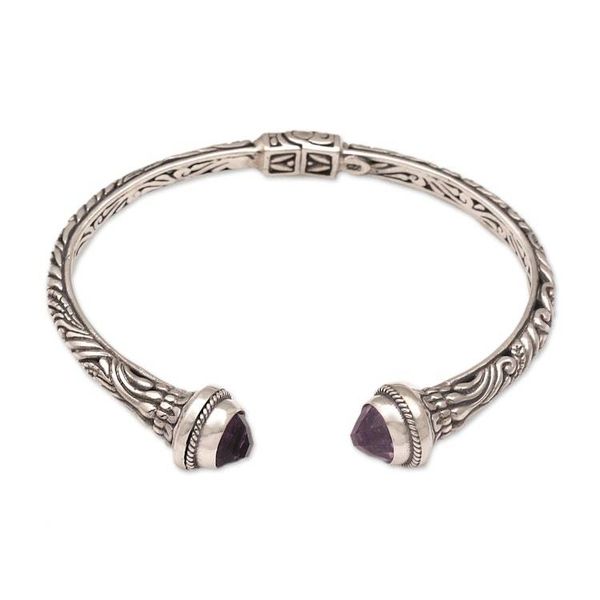 Alternate image for Amethyst and 925 Silver Swirling Cuff Bracelet from Bal Amethyst Memory
