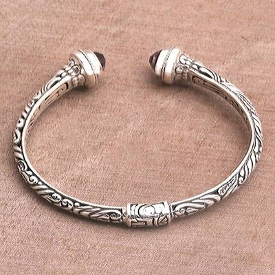 Alternate image for Amethyst and 925 Silver Swirling Cuff Bracelet from Bal Amethyst Memory