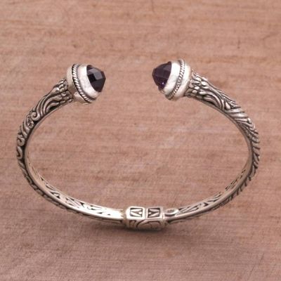 Alternate image for Amethyst and 925 Silver Swirling Cuff Bracelet from Bal Amethyst Memory