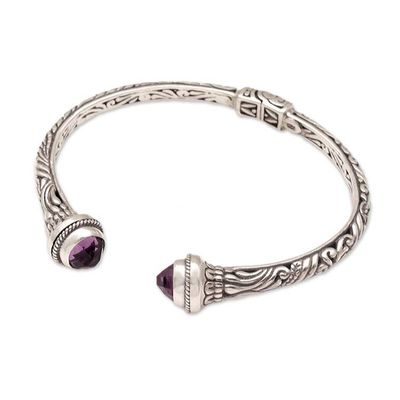 Alternate image for Amethyst and 925 Silver Swirling Cuff Bracelet from Bal Amethyst Memory