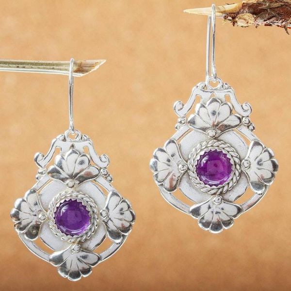 Alternate image for Amethyst and Sterling Silver Earrings from Mexico Piazza