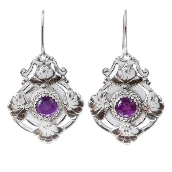 Alternate image for Amethyst and Sterling Silver Earrings from Mexico Piazza