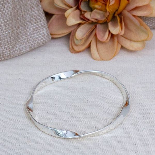 Alternate image for Modern Sterling Silver Bangle Bracelet from Mexico Undulations