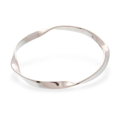Alternate image for Modern Sterling Silver Bangle Bracelet from Mexico Undulations