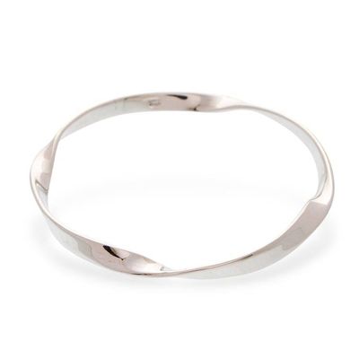 Alternate image for Modern Sterling Silver Bangle Bracelet from Mexico Undulations