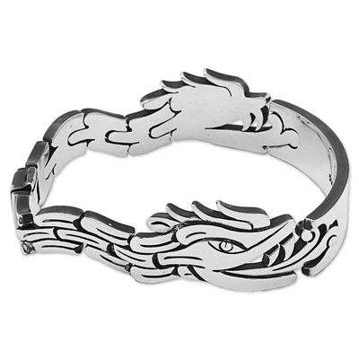 Primary image for Sterling Silver Link Bracelet Featuring Sacred Aztec Image Sacred Snake
