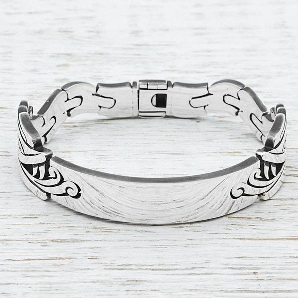 Alternate image for Sterling Silver Link Bracelet Featuring Sacred Aztec Image Sacred Snake