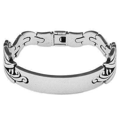 Alternate image for Sterling Silver Link Bracelet Featuring Sacred Aztec Image Sacred Snake
