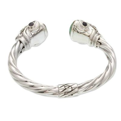 Alternate image for Taxco Silver and Turquoise Sugar Skull Bracelet from Mexico Turquoise Catrinas