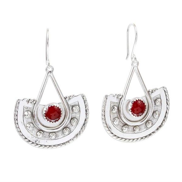 Alternate image for Carnelian and Sterling Silver Dangle Earrings Embers