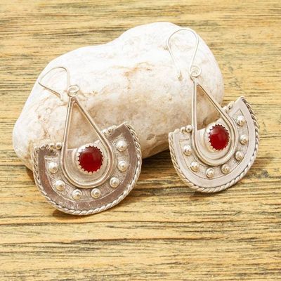 Alternate image for Carnelian and Sterling Silver Dangle Earrings Embers