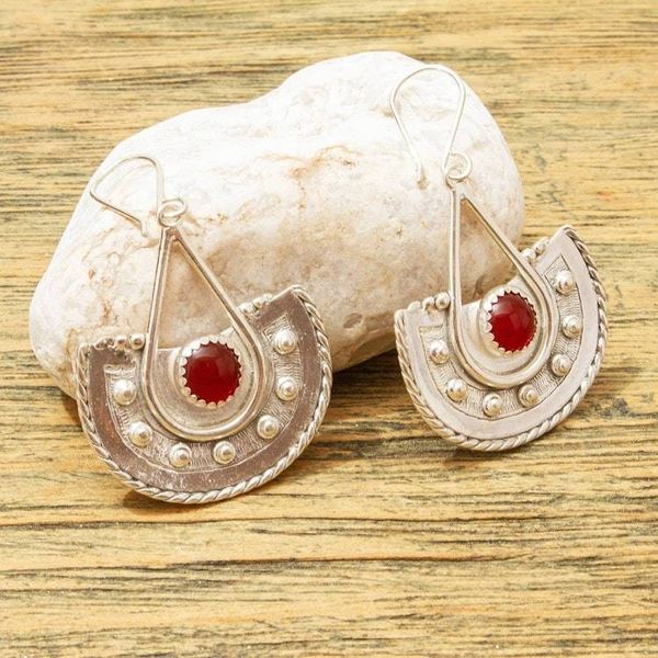 Alternate image for Carnelian and Sterling Silver Dangle Earrings Embers