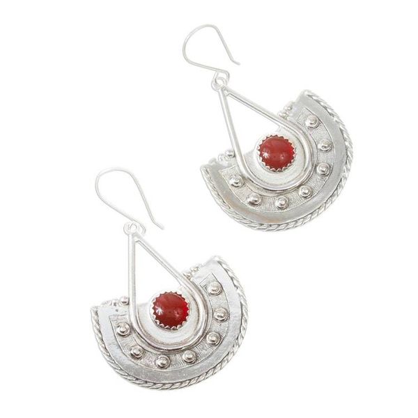 Alternate image for Carnelian and Sterling Silver Dangle Earrings Embers