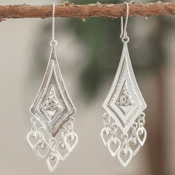Alternate image for Triskelion Motif Sterling Silver Chandelier Earrings Triskelion